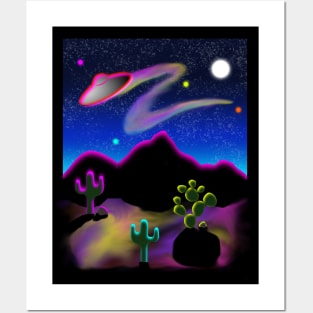 UFO Desert Party Posters and Art